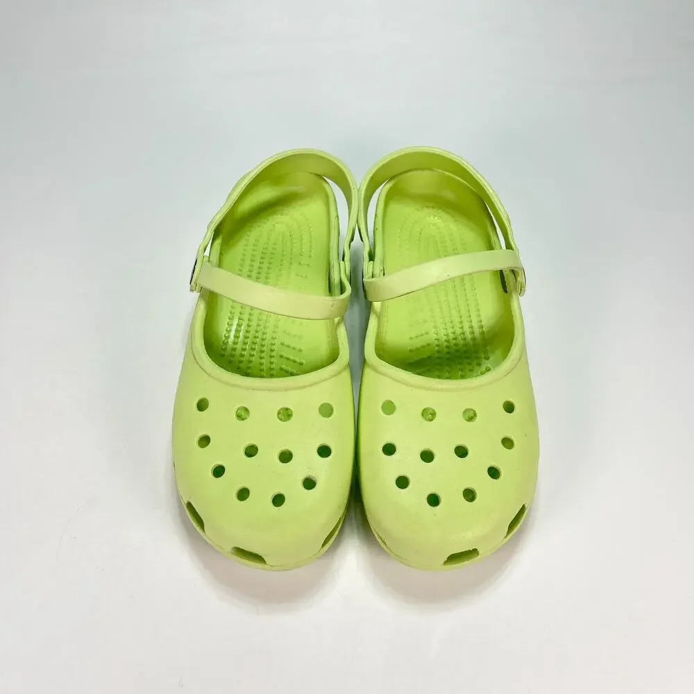 Crocs Mary Jane Clogs Green Lightweight Comfort Slip On Casual Shoes Womens Sz 8